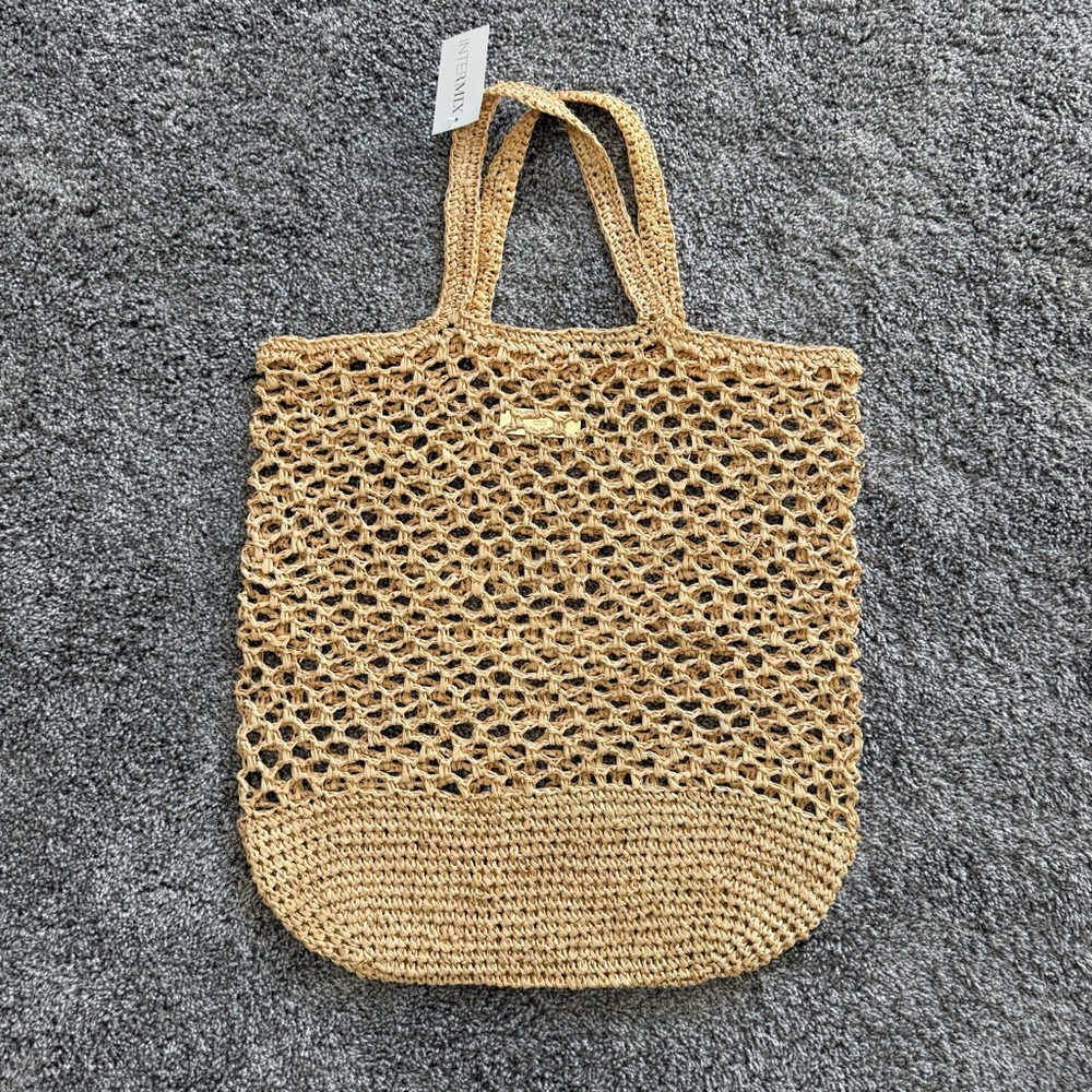 NWT Mango Natural Woven Tote Bag